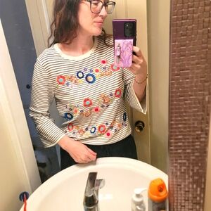 Talbots Bell Sleeve Embroidered Sweater